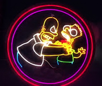 Homer Bart Round Neon Sign
